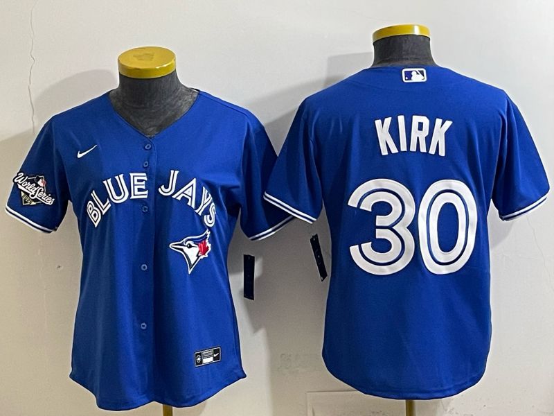 Women 2025 Nike Toronto Blue Jays #30 Kirk Blue Game MLB Jersey 02->women mlb jersey->Women Jersey